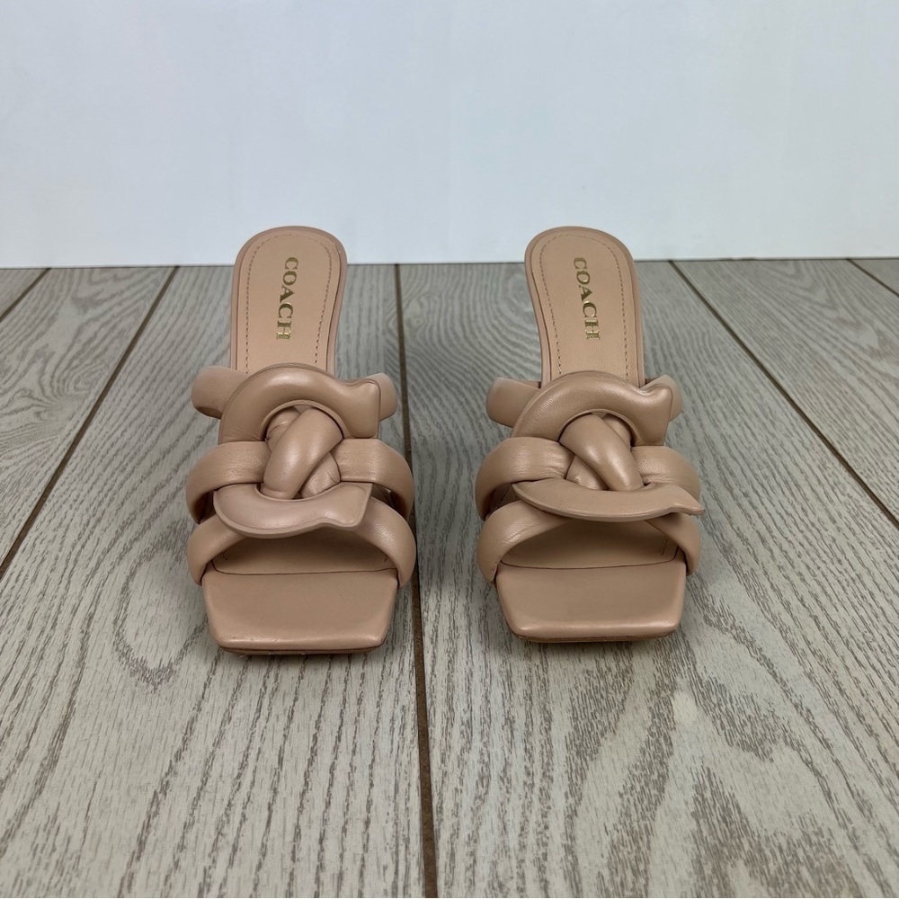 Coach Women's Kellie Leather Signature Dress Sandals 9.5B Beechwood Tan $225 - Picture 4 of 15